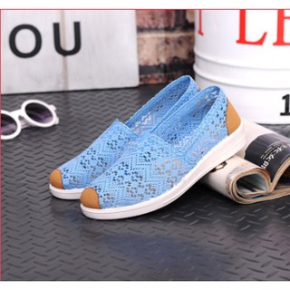 Giày Slip On Ren Lưới Nữ Đế Trắng