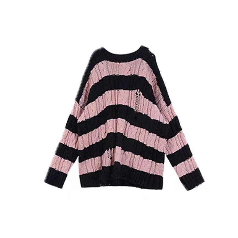 Áo Sweater Họa Tiết Kẻ Sọc Màu Hồng Thời Trang 2022 Cho Nữ
