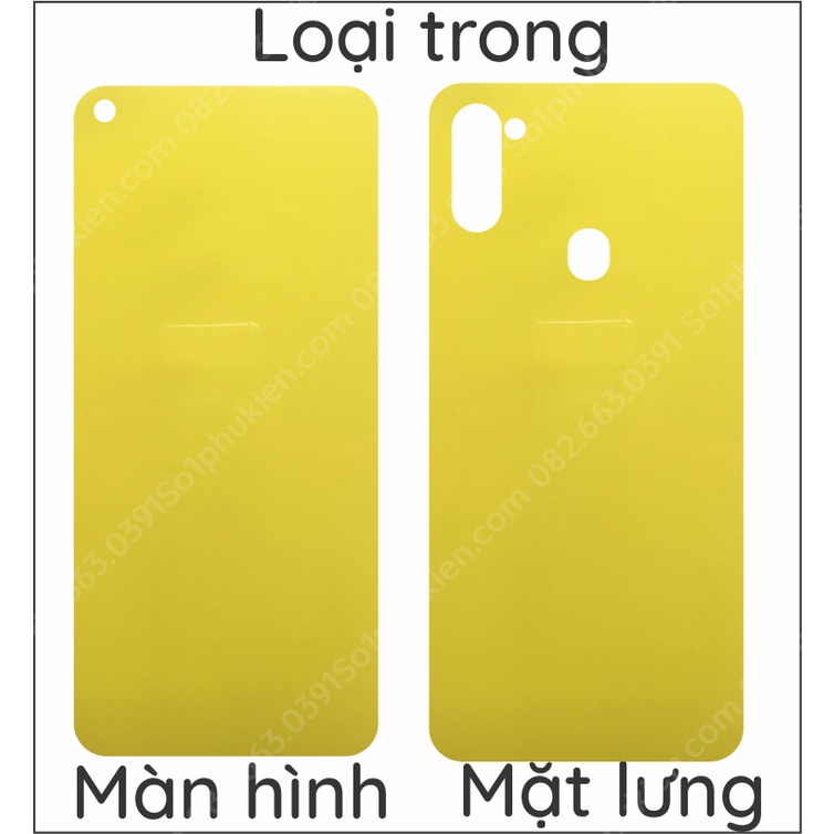 Dán PPF Samsung A11 loại nhám, trong, da cá sấu dành cho màn hình, mặt lưng, mặt lưng bo viền