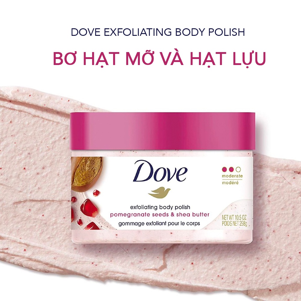 TẨY TẾ BÀO CHẾT TOÀN THÂN LỰU VÀ HẠT MỠ DOVE EXFOLIATING BODY POLISH SCRUB,  POMEGRANATE AND SHEA 298GR SICIDO | Shopee Việt Nam