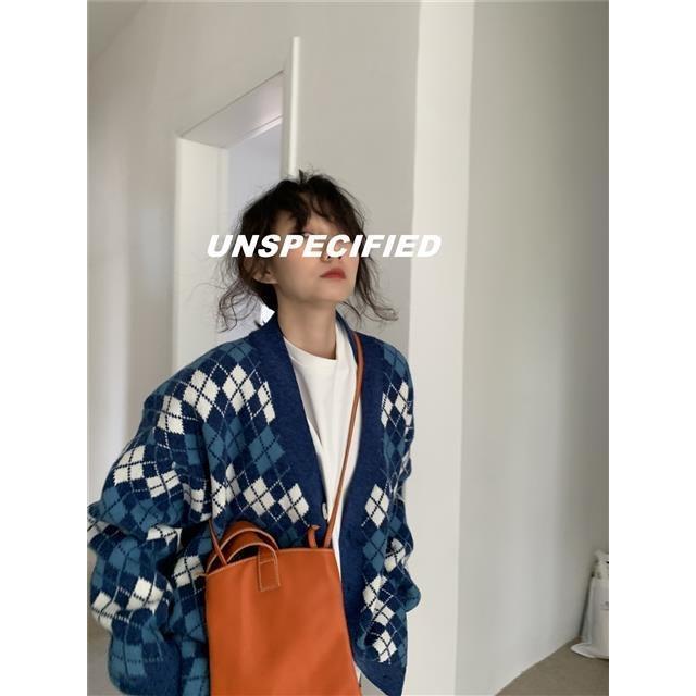 Áo Khoác Cardigan Dệt Kim Sọc Ca Rô Kiểu Hàn Quốc Thời Trang Xuân Thu Cho Nữ