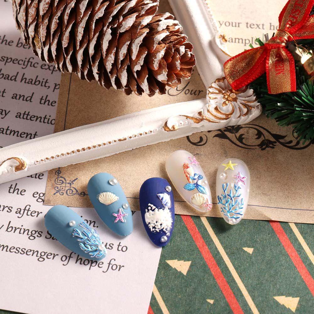 Miếng Dán Trang Trí Móng Tay Họa Tiết Giáng Sinh / Vỏ Sò / Bông Tuyết Xinh Xắn DIY