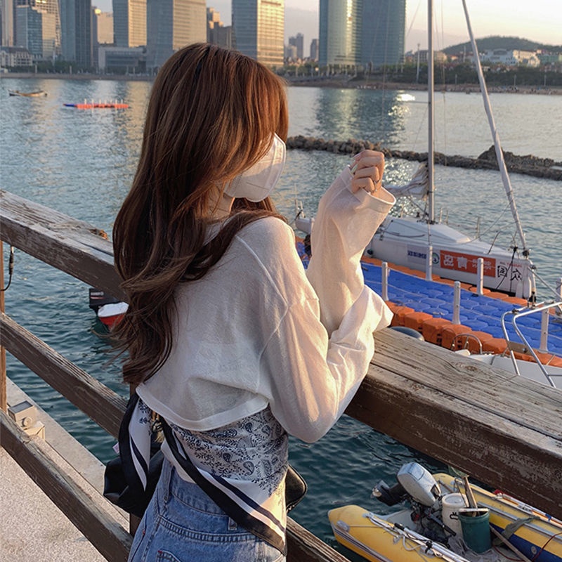 Áo Sơ Mi Tay Dài Chống Nắng Chất Lụa Mát Mỏng Nhẹ Thời Trang Mùa Hè Xinh Xắn Cho Nữ