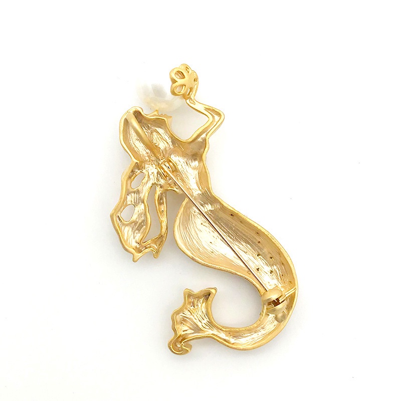 Trâm Cài Áo Hình Nàng Tiên Cá Đính Đá Và Ngọc Trai Phong Cách Vintage Thanh Lịch Cho Nữ