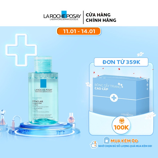 Nước làm sạch sâu và tẩy trang dành cho da dầu nhạy cảm  La Roche Posay Effaclar Micellar Water Ultra 100ml