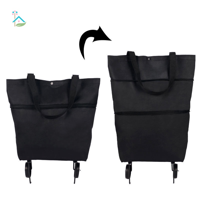 Túi Mua Sắm 2 Trong 1 Có Bánh Xe Kéo Và Gấp Gọn Tiện Dụng