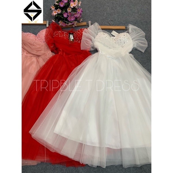 Đầm xoè công chúa rớt vai kết cườm ngực - TRIPBLE T DRESS - MS282V - Size M/L