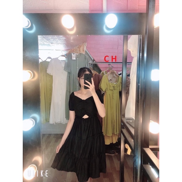 Váy cổ vuông dây rút ngực COV588