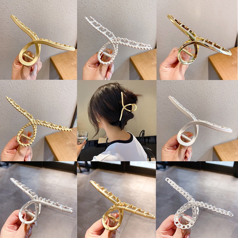 Kẹp tóc kim loại với thiết kế đơn giản phong cách Hàn Quốc thanh lịch dành cho nữ