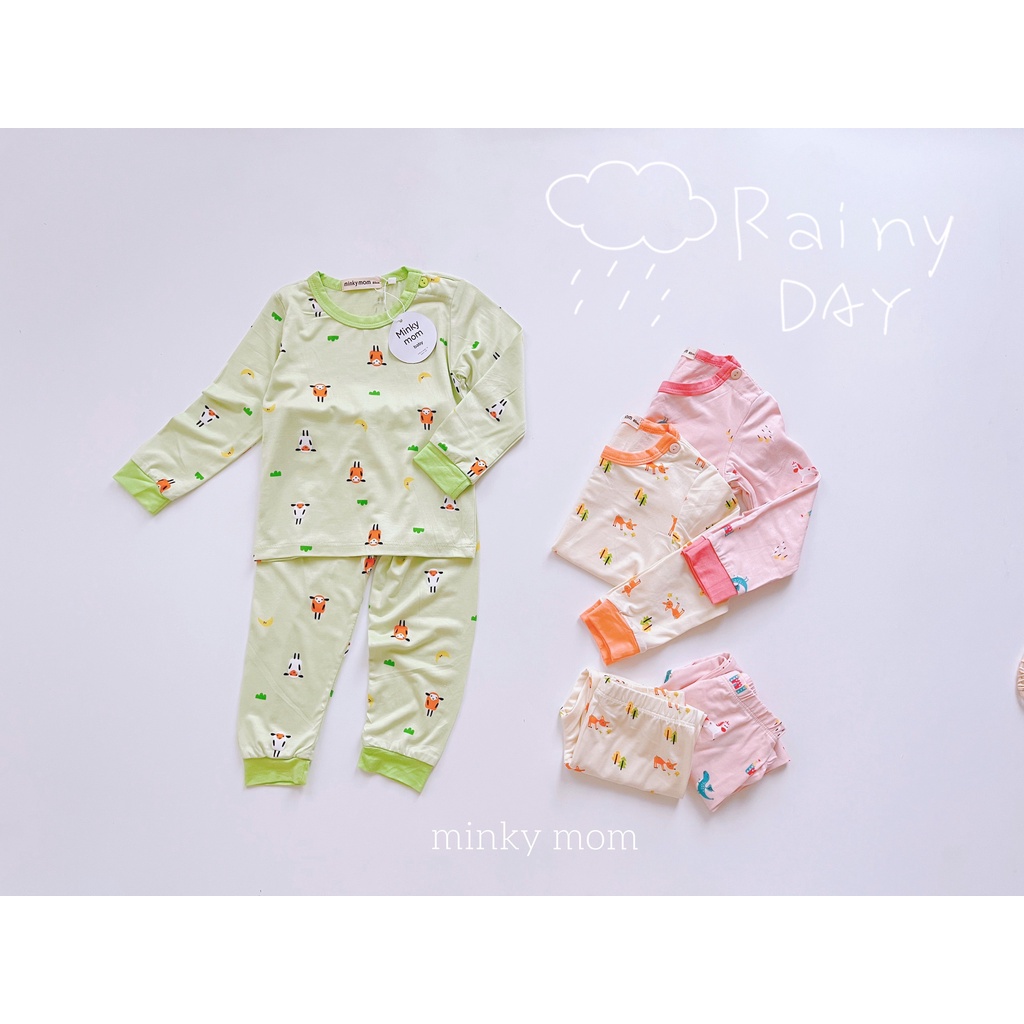 (8-30kg)Bộ dài thun lạnh Minky mom pastel phối họa tiết siêu cute(ảnh thật)