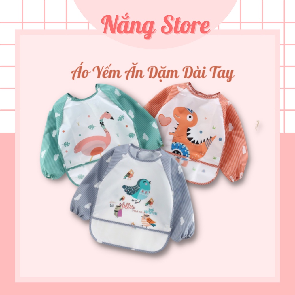 [MÃ SRAPR3495 giảm 50% đơn 0đ] Áo yếm ăn dặm dài tay Nắng Store có máng hứng cho bé tập ăn dặm BLW cao cấp