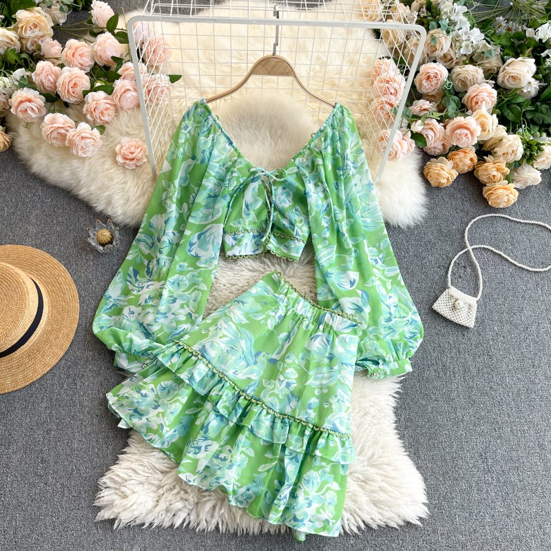 Set váy áo mùa hè sang chảnh váy đuôi cá và áo croptop Đ417