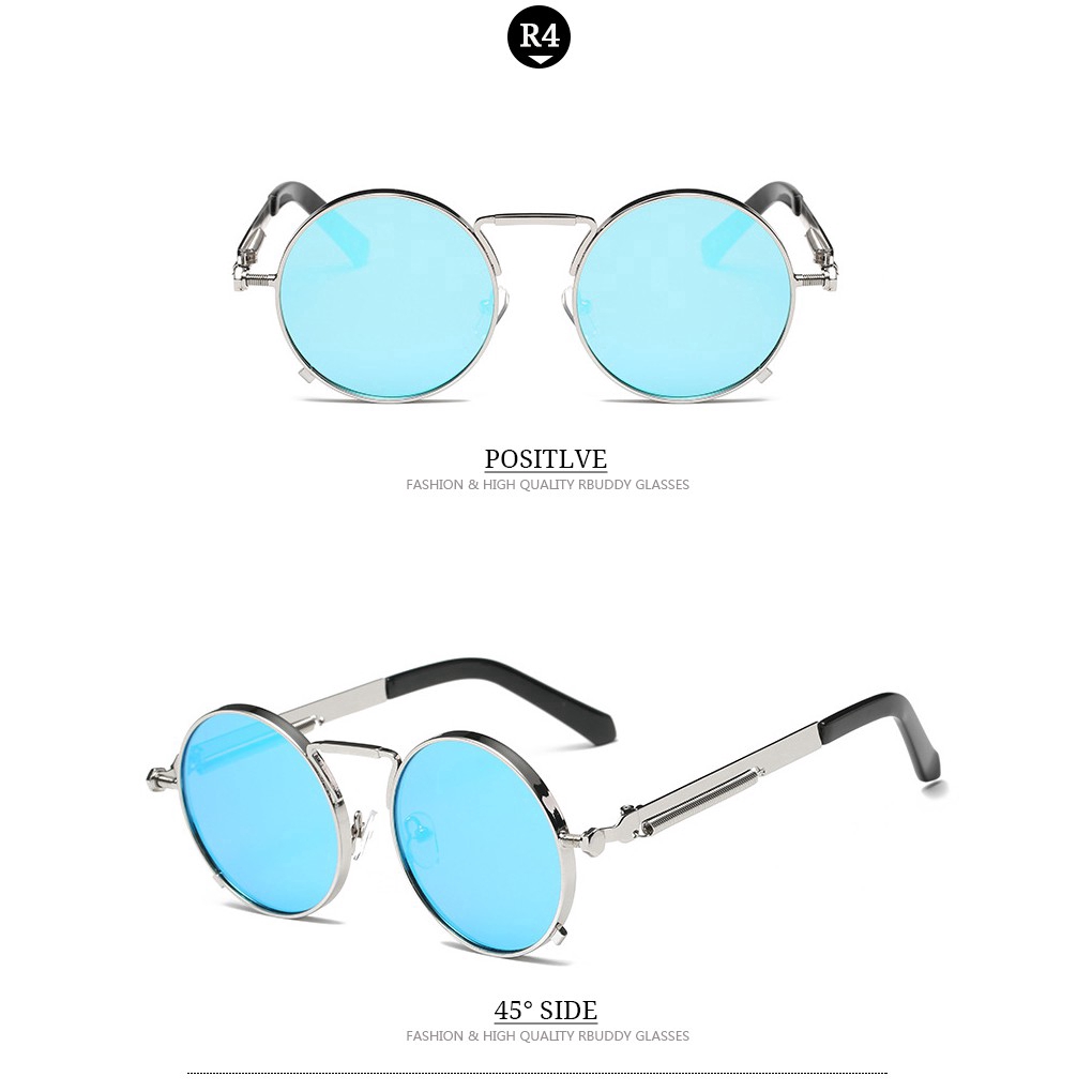 Kính mát hình tròn gọng kim loại chống nắng UV400 cá tính dành cho nam