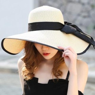 Nón mũ đi biển vành rộng nữ có nơ