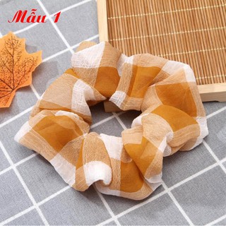 Chun buộc tóc scrunchy vải tơ bồng bềnh C34
