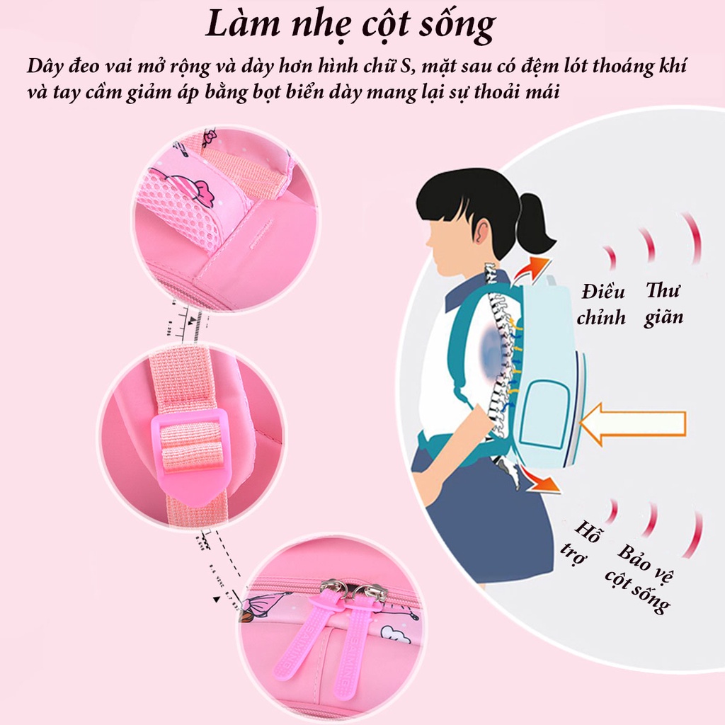 [Xả kho- size 43] Balo học sinh hình công chúa xinh xắn phù hợp cho bé gái, cặp sách trẻ em tiểu học, trung học cấp 1, 2