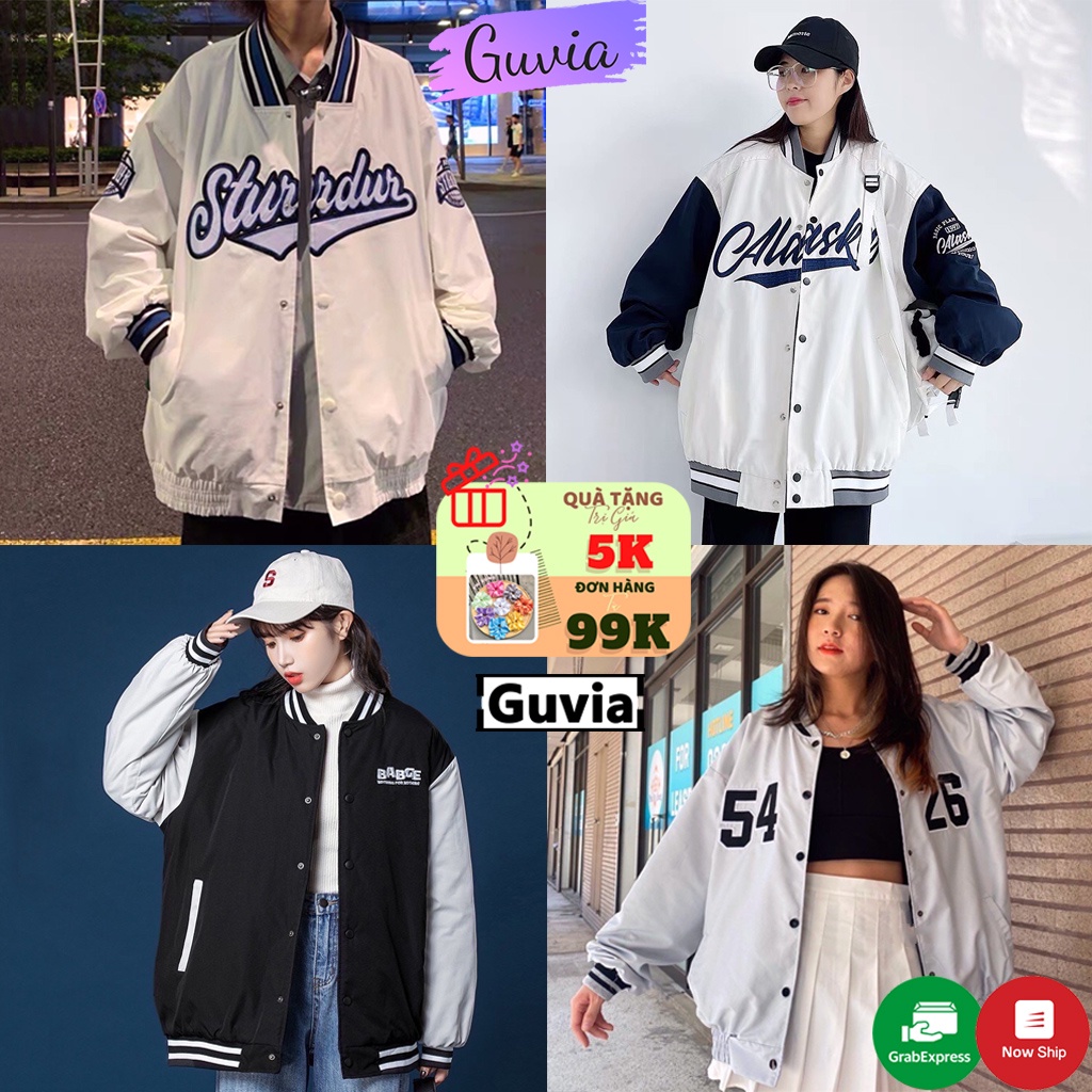 Áo Khoác Bomber Varsity Nam Nữ Dù 2 Lớp Nhiều Mẫu HOT Form Rộng Chống Nắng Unisex Guvia