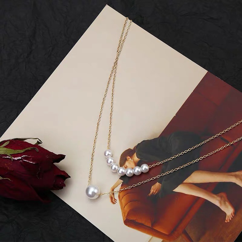Vòng cổ bằng hợp kim xỏ hạt ngọc trai giả thời trang xinh xắn cho nữ