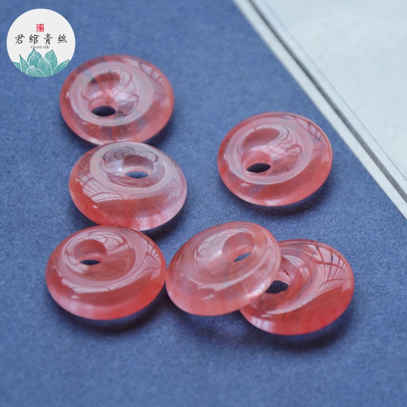 Mặt Dây Chuyền / Vòng Tay Bằng Đá Tự Nhiên Màu Hồng 18MM diy