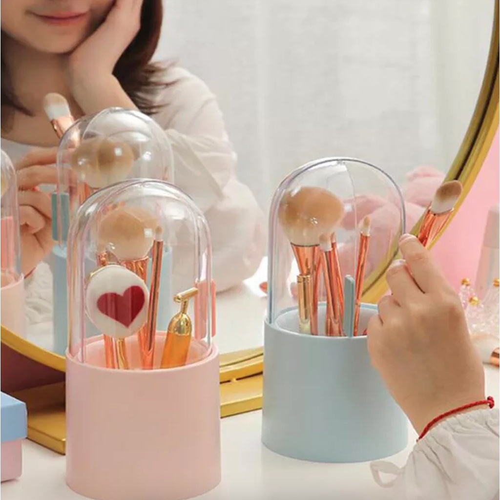 Hộp Đựng Cọ Trang Điểm Có Nắp Xoay Độc Đáo Dễ Thương Lạ Mắt Thông Minh Tiện Dụng Vệ Sinh