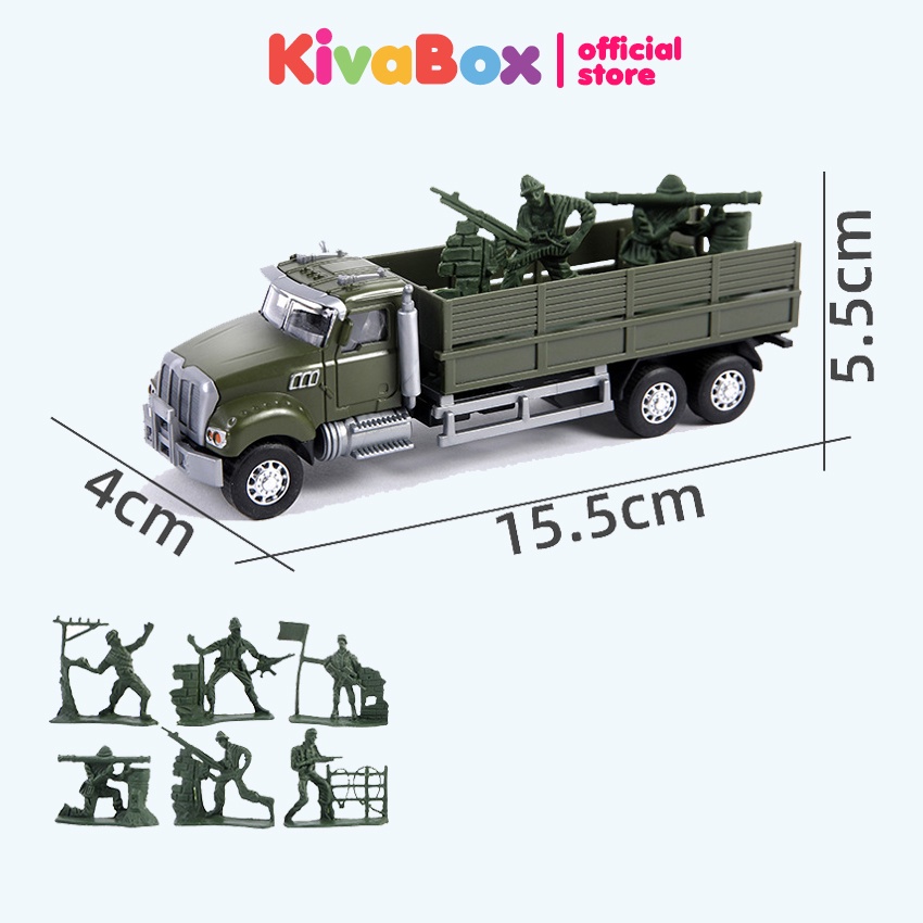 Mô hình xe tăng đồ chơi Kivabox đồ chơi mô hình, 6 xe quân sự chất liệu hợp kim