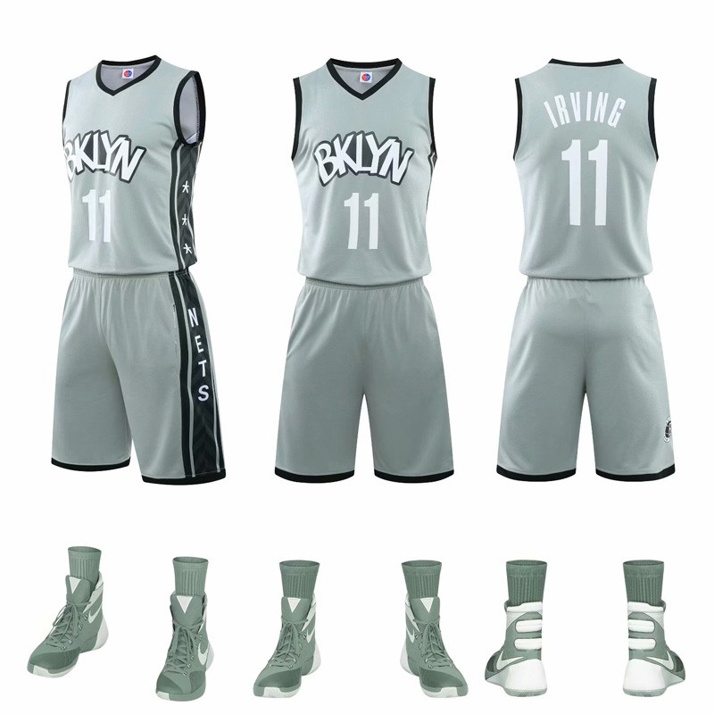 Áo thun bóng rổ Jersey 11 Kyrie Irving + quần short màu xám cho nam và nữ