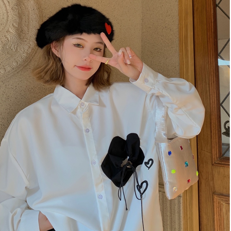 Áo Sơ Mi Trắng Tay Dài Dáng Rộng In Họa Tiết Hoa Kiểu Vintage Thời Trang Xuân Thu Cho Nữ