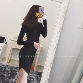 Đầm váy trơn body dài tay basic