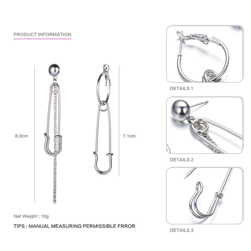 1 Đôi Bông Tai Hình Kim Băng Thời Trang Punk Dành Cho Nữ