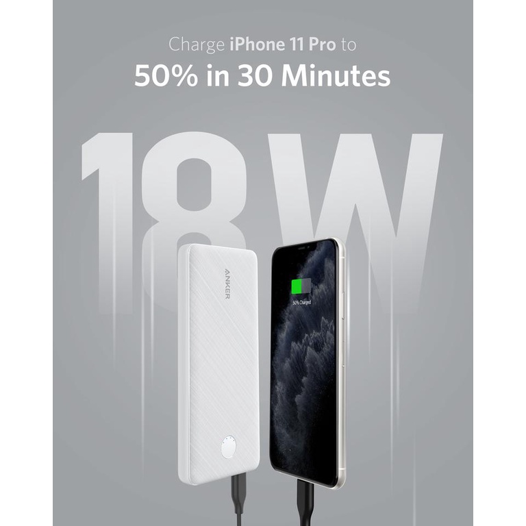 Pin sạc dự phòng cho iP11 Series, iP12 Series, iP13 Series ANKER A1231 PD 18W 10000mah siêu mỏng - Hàng chính hãng