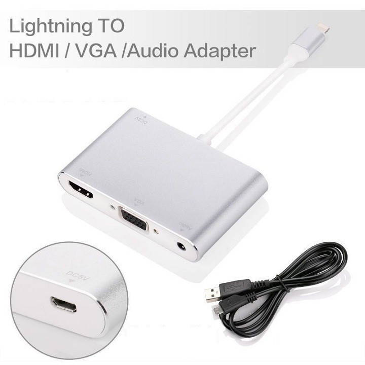 Cáp chuyển đổi Lightning to Digital AV Multiport HDMI VGA Audio - Cáp chuyển đổi