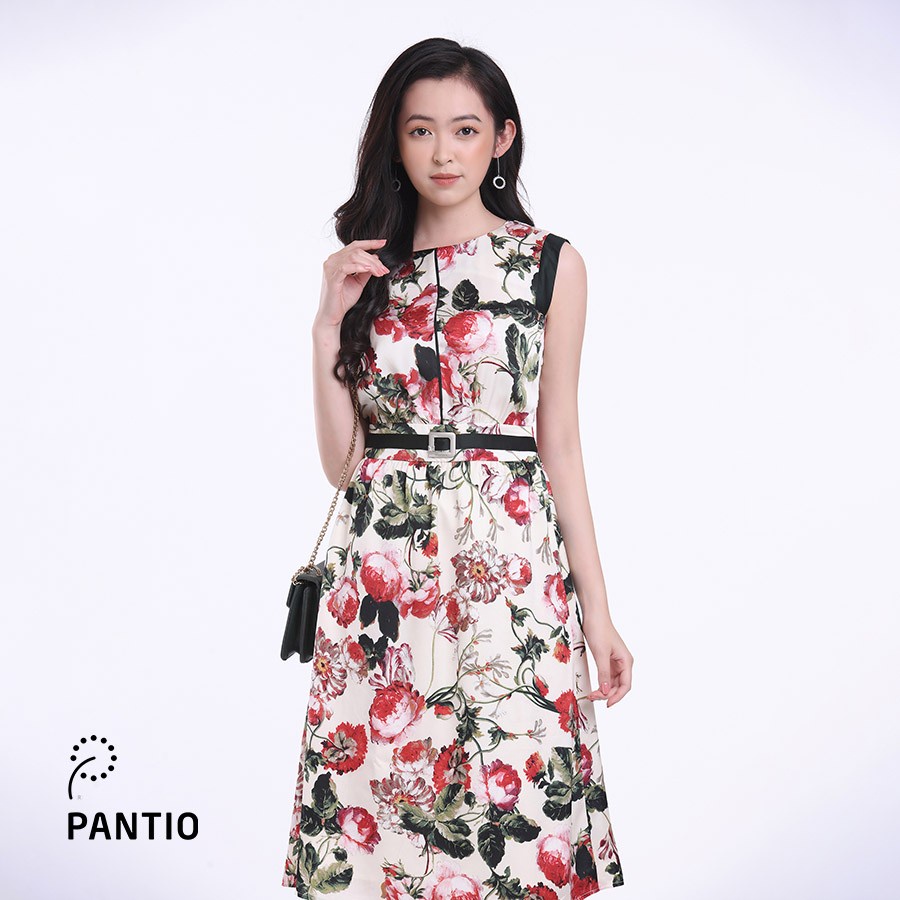 Đầm dạo phố chất liệu cotton họa tiết hoa văn độc đáo FDP32490 - PANTIO
