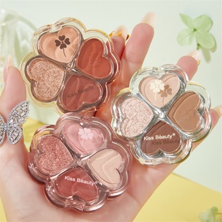 Bảng phấn mắt 4 màu kết cấu lì và nhũ lấp lánh trang điểm hàng ngày cho học sinh