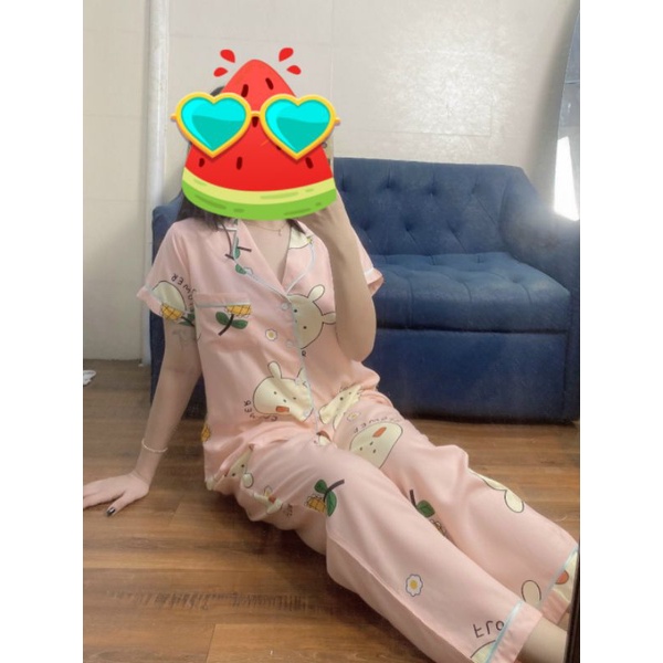 {TNQD PYJAMA2XL 50~55kg} ĐỒ BỘ TAY NGẮN QUẦN DÀI GÀI CÚC TRƯỚC TOLE LỌAI 1 CAO CẤP MẶC NHÀ