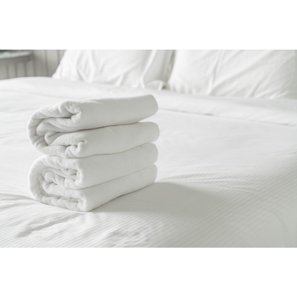 Combo 2 Khăn Bông DADA Tiêu Chuẩn Khách Sạn 5 Sao - 100% Cotton Mềm Mịn Hút Ẩm Tốt - Màu Trắng