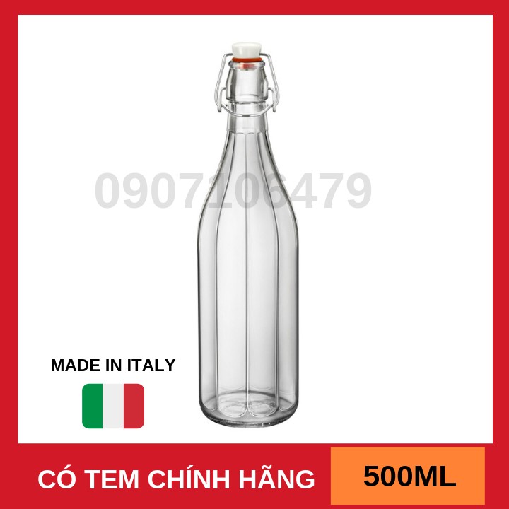 [NHẬP KHẨU Chai thủy tinh nắp cài/nắp gài kín hơi nhập khẩu Ý 500ml