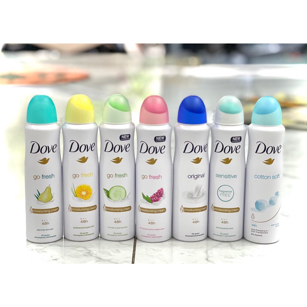 Xịt khử mùi Dove 150ml Dưa leo, Lựu, Original