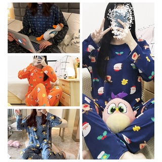 Women Sleepwear Long Sleeve Cute Santa Claus Printing Nightwear Women Pyjamas Christmas Sleepwear