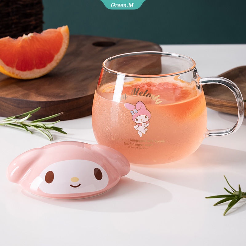 Cốc Thủy Tinh Uống Sữa/Nước Ép/Nước Ép Trái Cây In Hình Nhân Vật Cinnamoroll Dễ Thương Dung Tích 400ML