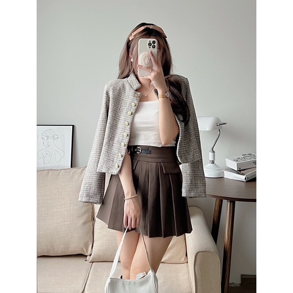 Áo dạ cúc dọc hai lớp hàng QC có đệm vai