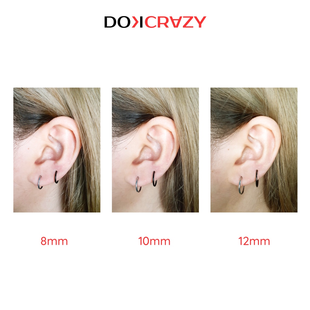 Khuyên tai tròn trơn DOKCRAZY nam nữ vòng mảnh nhiều size SLIM HOOP