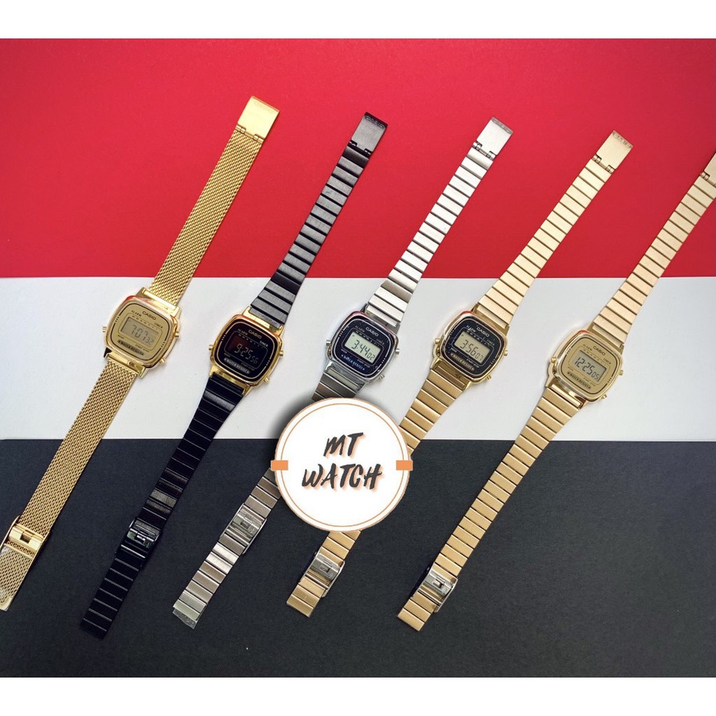 Đồng hồ casio nữ LA670 vintage trẻ trung giá rẻ, dây thép không gỉ chống nước