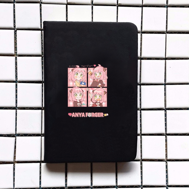 Sổ da cầm tay A6 in hình ANYA ver ĂN UỐNG Spy x Family anime chibi ghi chép tiện lợi đi học
