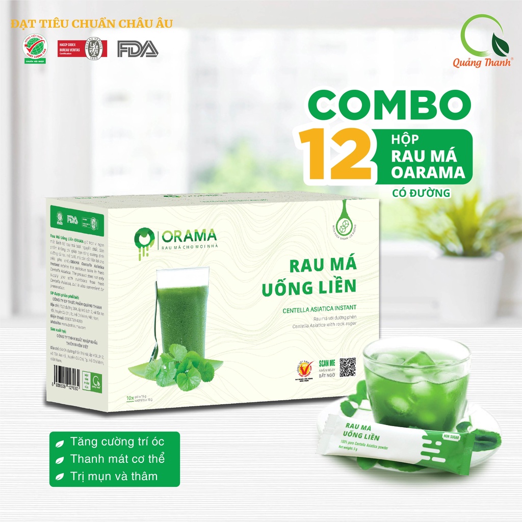 Combo Hộp Rau Má Uống Liền ORAMA với đường phèn thanh mát - Thanh nhiệt, mát gan, giảm mụn - HÀNG CHÍNH HÃNG