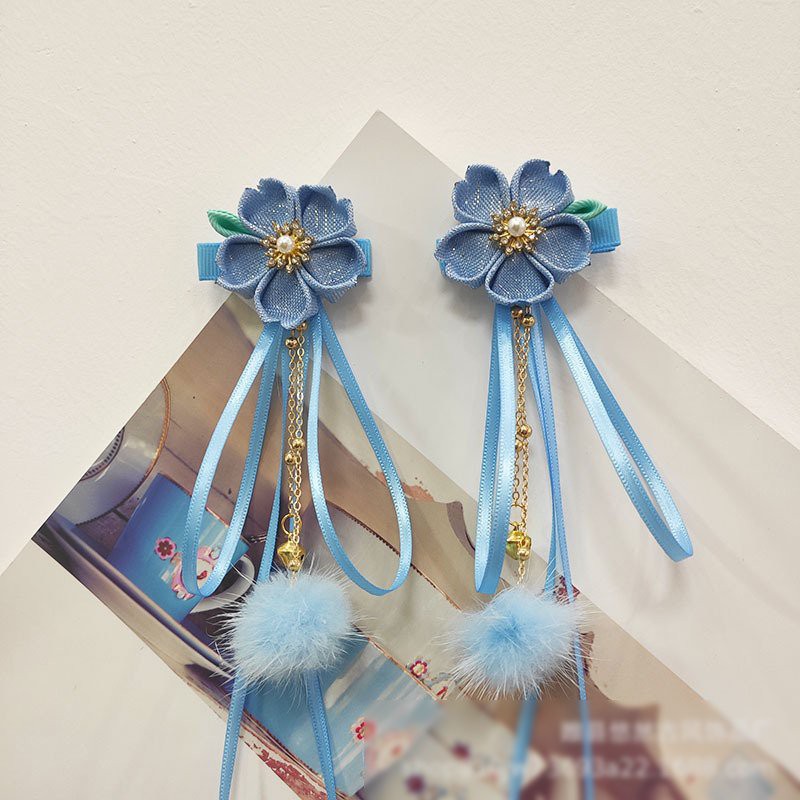 ( 1 chiếc ) Cài tóc HOA SAKURA CẮT CÁNH cổ trang tua rua gắn bông phụ kiện kẹp tóc nữ xinh xắn