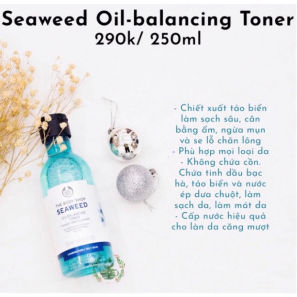 Toner The Body Shop Seaweed Oil-balancing làm sạch sâu, se khít lỗ chân lông, cân bằng ẩm và ngừa mụn