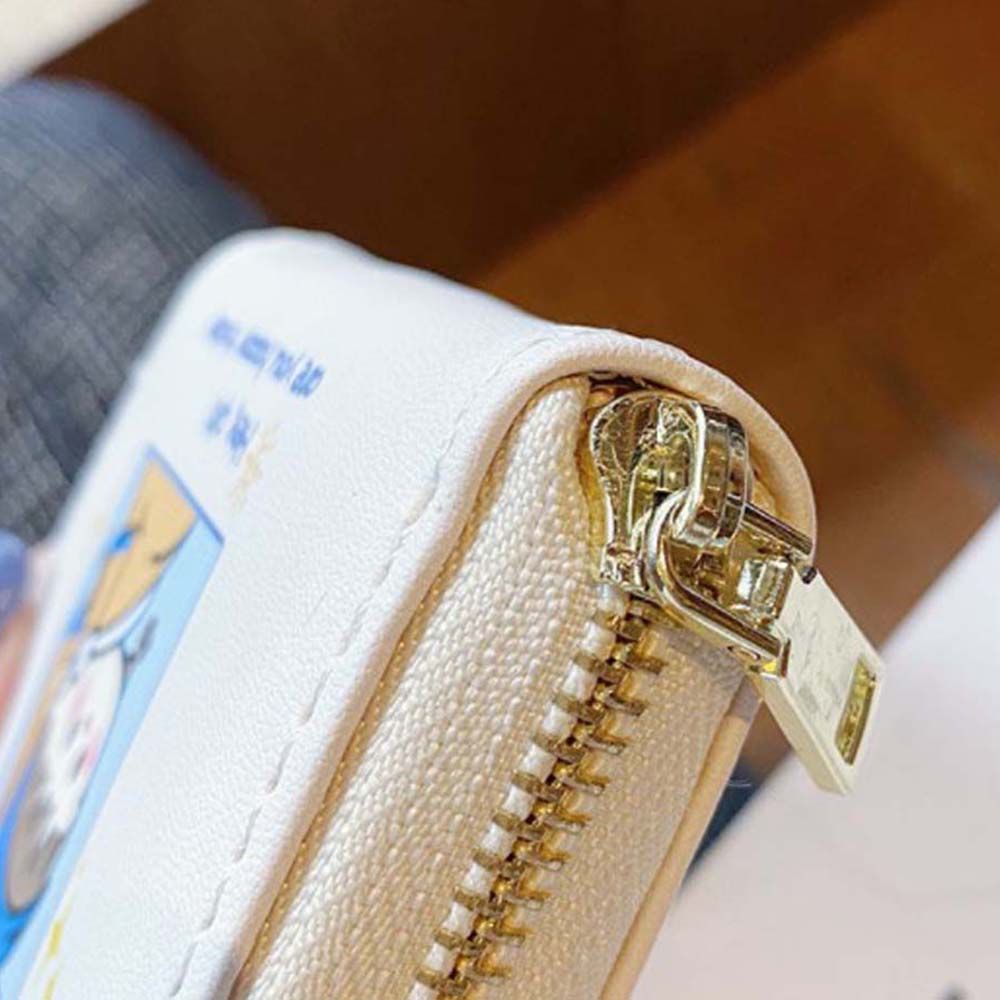 Ví ngắn bằng da pu có nhiều ngăn đựng thẻ và tiền xu phong cách Nhật Bản dành cho nữ