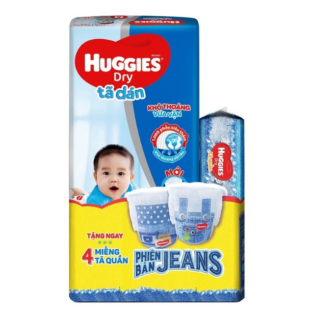 Tã dán Huggies size M48, L42, XL38 miếng