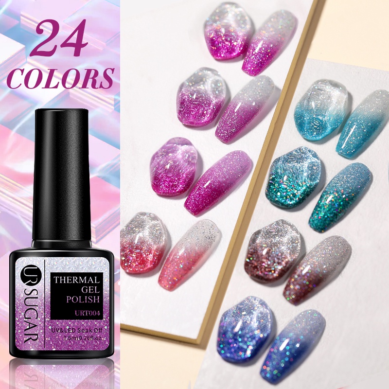 Set 4/ 6 lọ gel sơn móng tay UR SUGAR 7.5ml ngâm nước thay đổi màu sắc nhiều màu tùy chọn