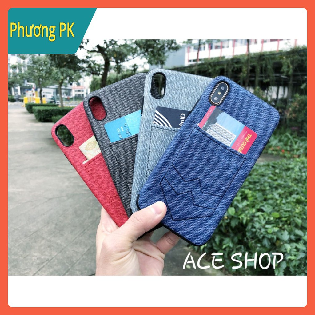 Ốp túi vải jean  I.P X,Xs,Xsmax,7Plus,8Plus có ngăn ví đựng thẻ tiện dụng